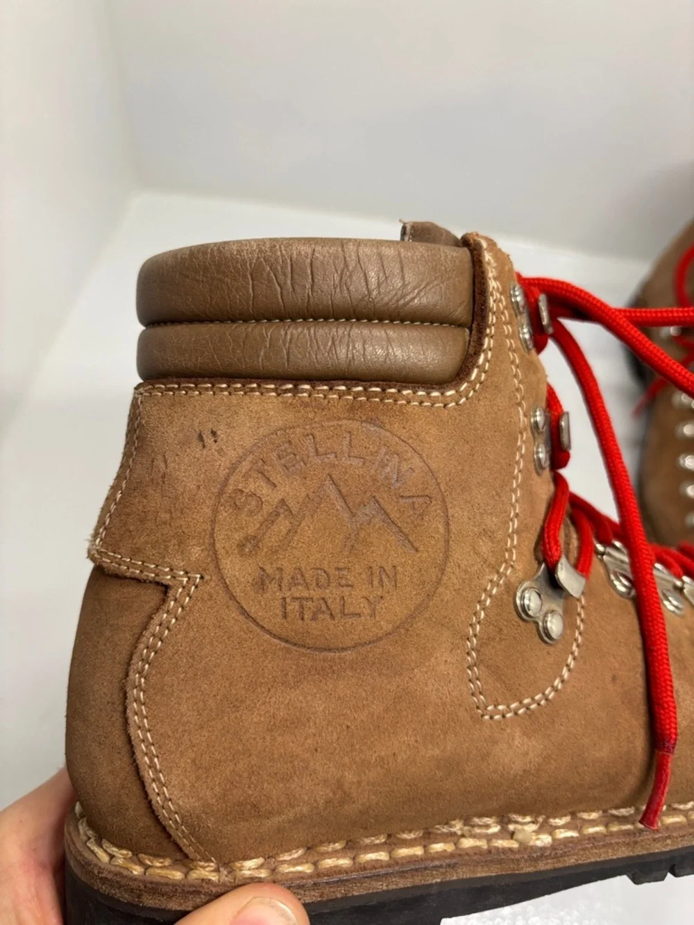 Stellina Made in Italy Hiking Boots Vibram Sole Brown Leather Alpine Mens US 8